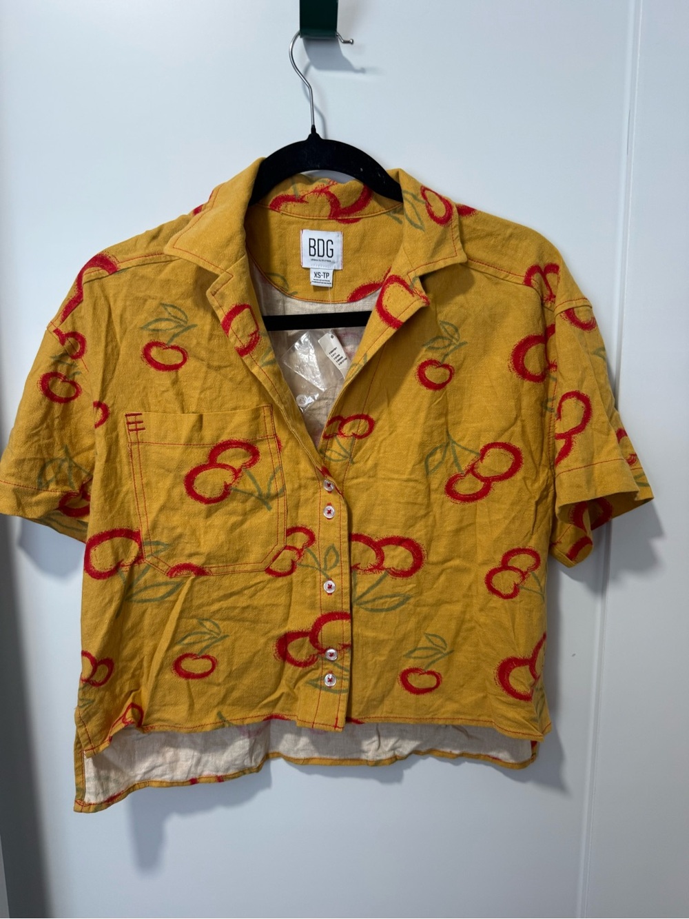 BDG Yellow Shirt with Red Cherry Print